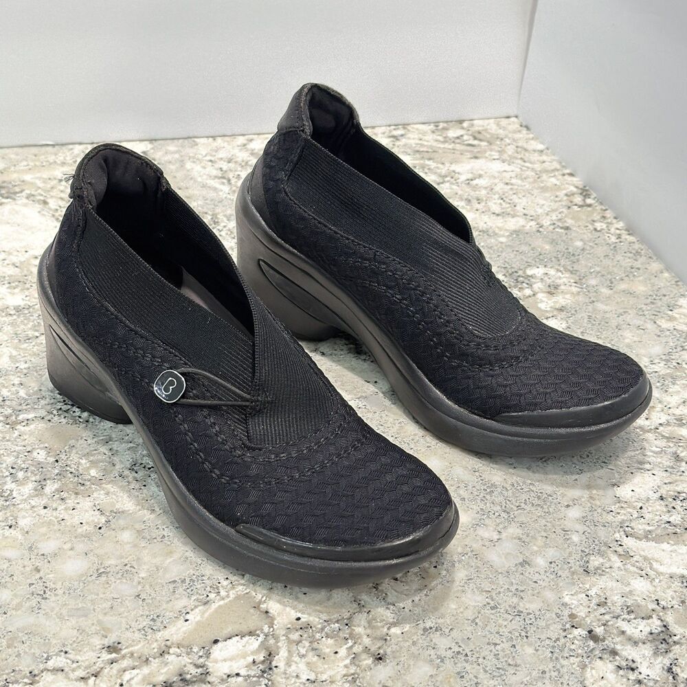 Bzees Womens Black Slip On Energy Wedge Shoes Size 9M
